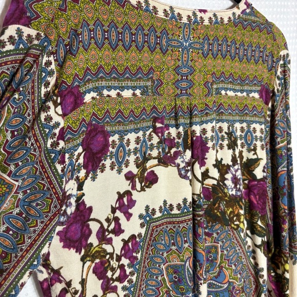 Soft Surroundings Paloma Floral Geometric Printed Velvet Tunic Top - Picture 8 of 10